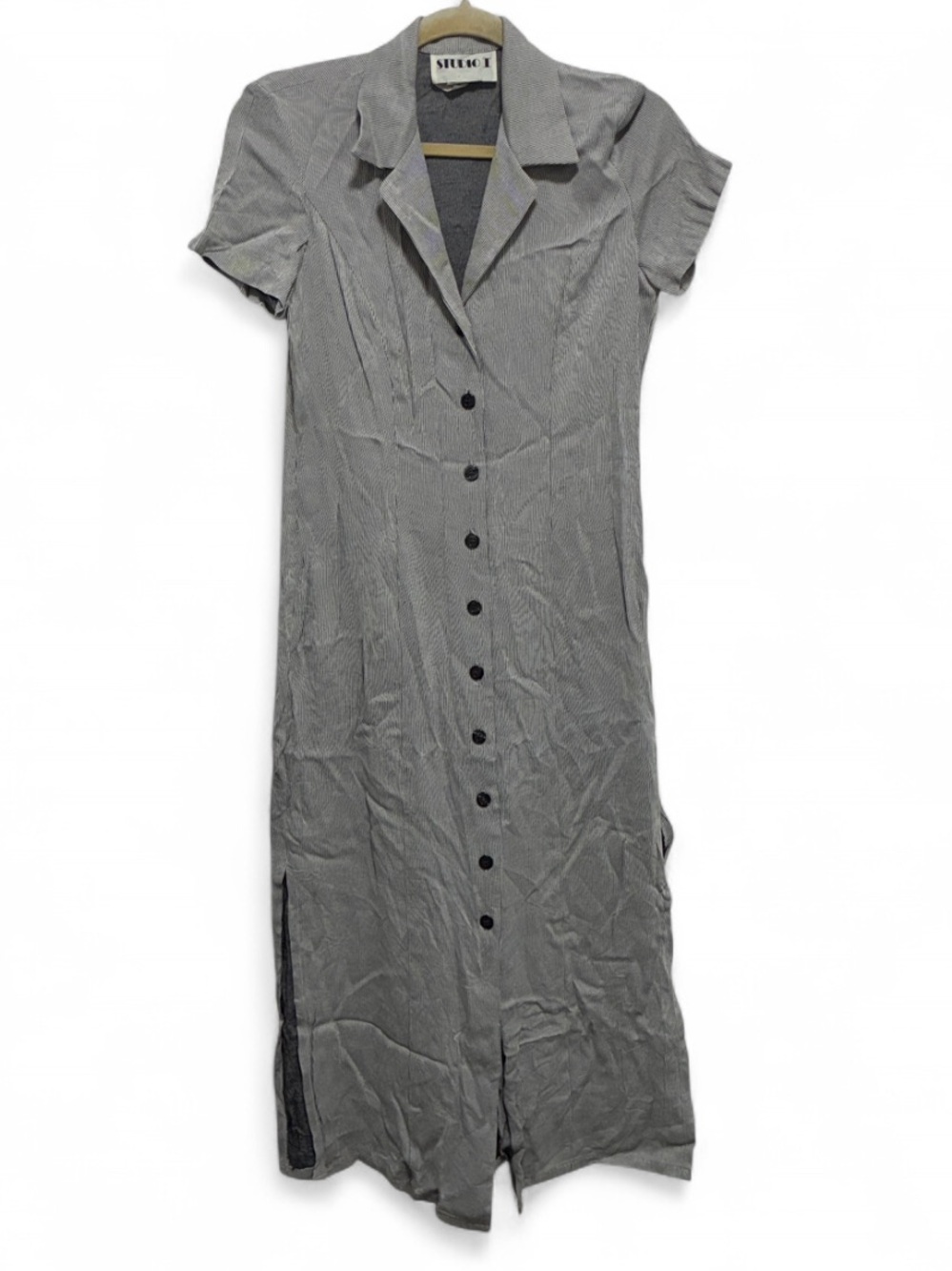 Vintage Studio I Gray Striped Button-Front Midi Shirt Dress